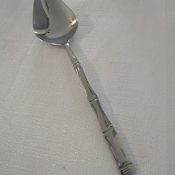 Serving Spoon Bamboo Handle Stainless Korea Flatware - Picture 1 of 7